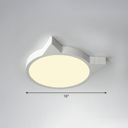 Minimalist Kitty Led Flushmount Ceiling Light For Kids’ Bedroom - Acrylic Flush Mount White /