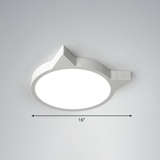 Minimalist Kitty Led Flushmount Ceiling Light For Kids’ Bedroom - Acrylic Flush Mount White / 16’