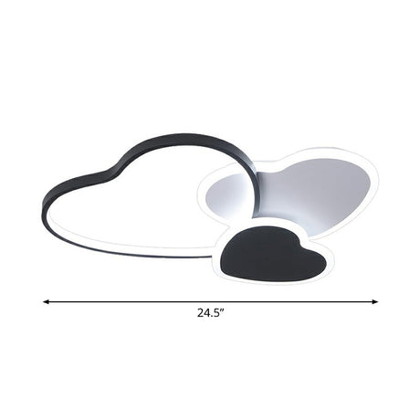 Modern Black Heart Led Flush Mount Light For Bedroom Ceiling / 24.5 Third Gear