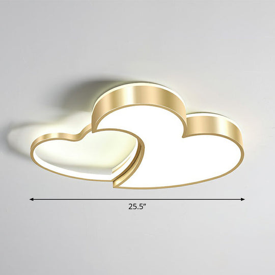 Minimalist Heart-Shaped Metal Ceiling Flush Mount Led Light In Golden Finish Ideal For Bedrooms Gold