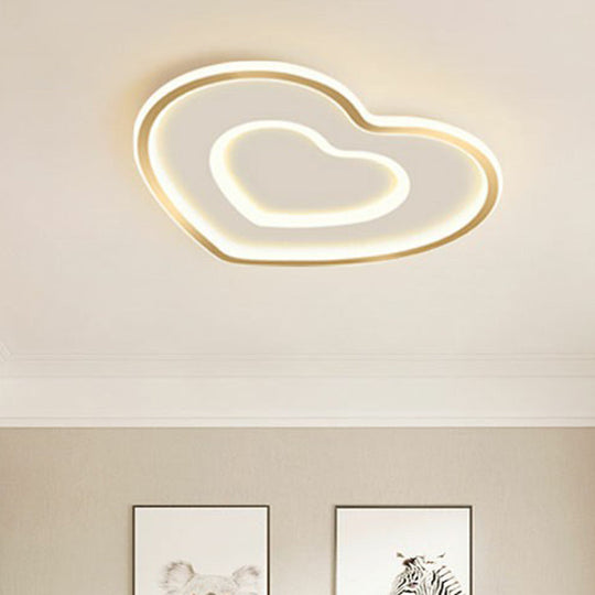 Ultra-Thin Gold Love Heart Led Ceiling Light For Bedroom