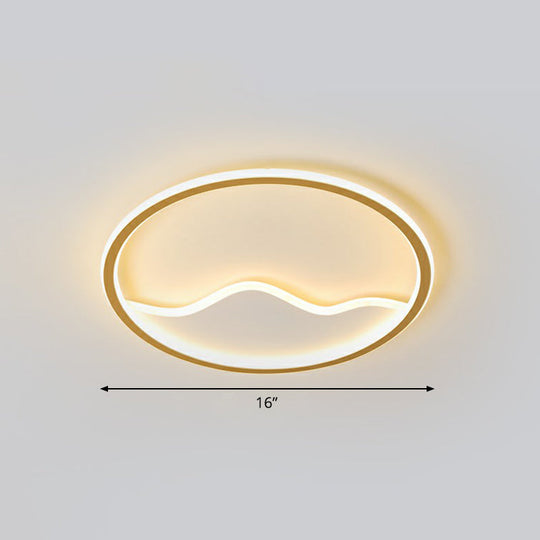 Minimalist Acrylic Led Ceiling Lighting Fixture For Bedroom - Mountain Mural Flush Mount Gold / Warm