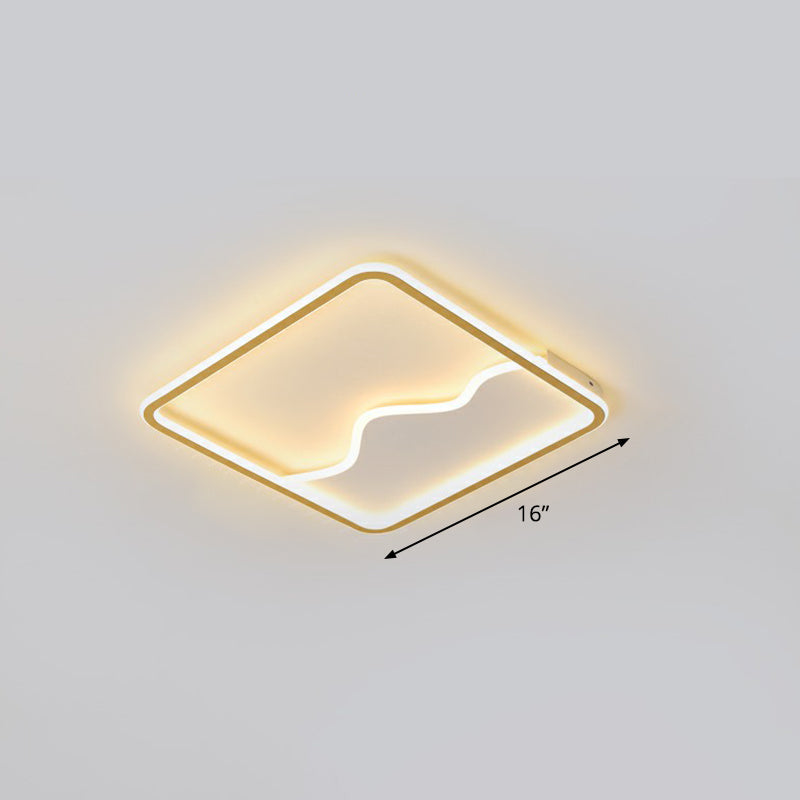 Minimalist Acrylic Led Ceiling Lighting Fixture For Bedroom - Mountain Mural Flush Mount Gold / Warm
