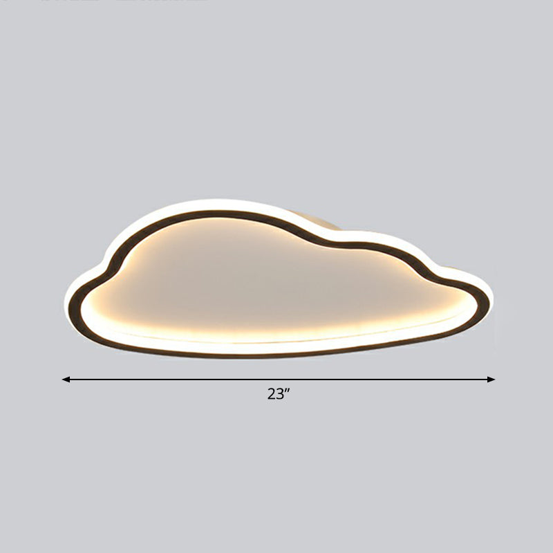 Black And White Led Cloud Ceiling Light With Acrylic Shade - Flush Mount Simple Design / 23 Remote