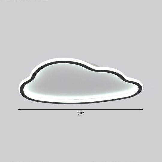 Black And White Led Cloud Ceiling Light With Acrylic Shade - Flush Mount Simple Design / 23’