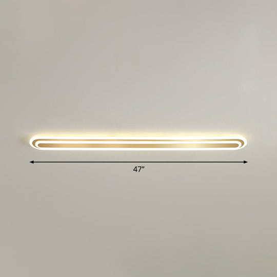 Minimalist Gold Led Ceiling Light For Bedroom - Acrylic Flush Mount Fixture / 47’ Warm