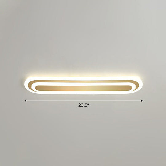 Minimalist Gold Led Ceiling Light For Bedroom - Acrylic Flush Mount Fixture / 23.5’ Remote
