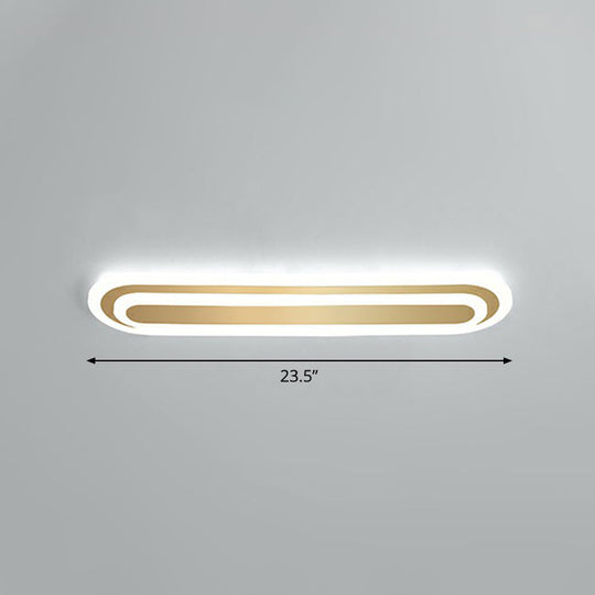 Minimalist Gold Led Ceiling Light For Bedroom - Acrylic Flush Mount Fixture / 23.5’ White
