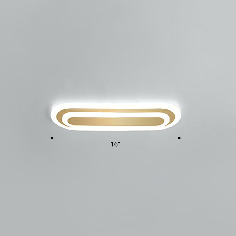 Minimalist Gold Led Ceiling Light For Bedroom - Acrylic Flush Mount Fixture / 16’ White