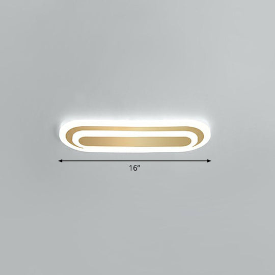 Minimalist Gold Led Ceiling Light For Bedroom - Acrylic Flush Mount Fixture / 16’ White
