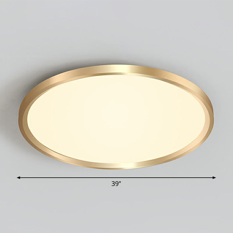 Gold Circle Bedroom Ceiling Flush Mount Led Light With Acrylic Simplicity / 39’ Warm
