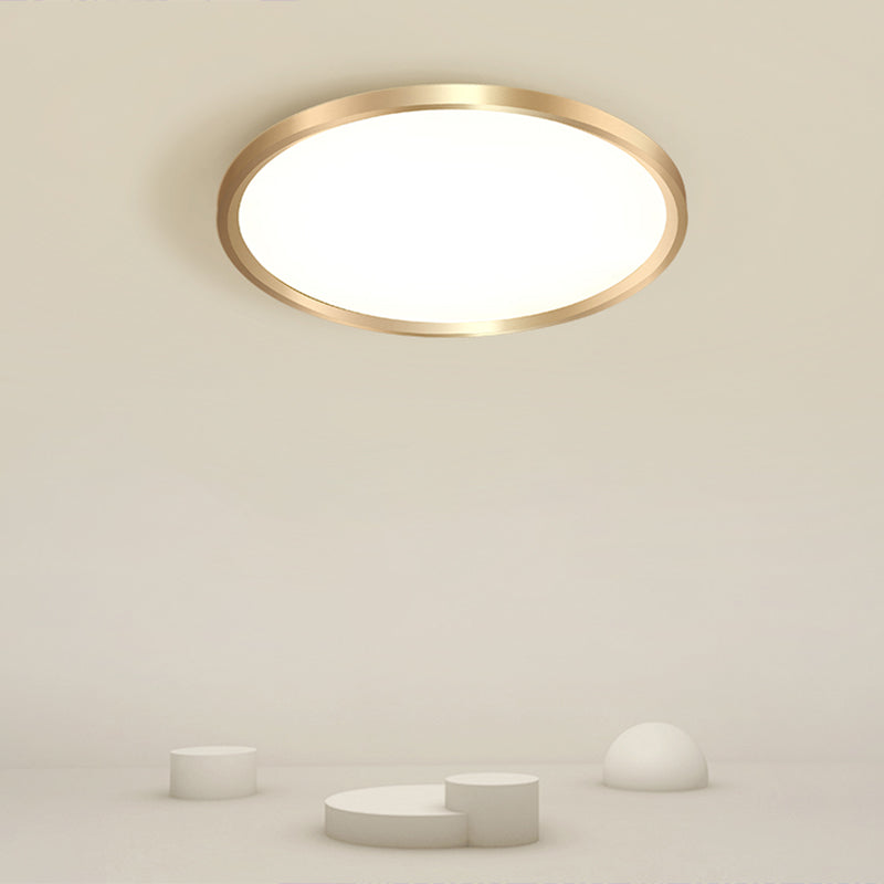 Gold Circle Bedroom Ceiling Flush Mount Led Light With Acrylic Simplicity