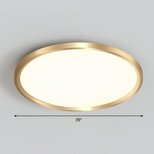 Gold Circle Bedroom Ceiling Flush Mount Led Light With Acrylic Simplicity / 39 Remote Control