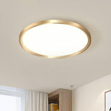 Gold Circle Bedroom Ceiling Flush Mount Led Light With Acrylic Simplicity