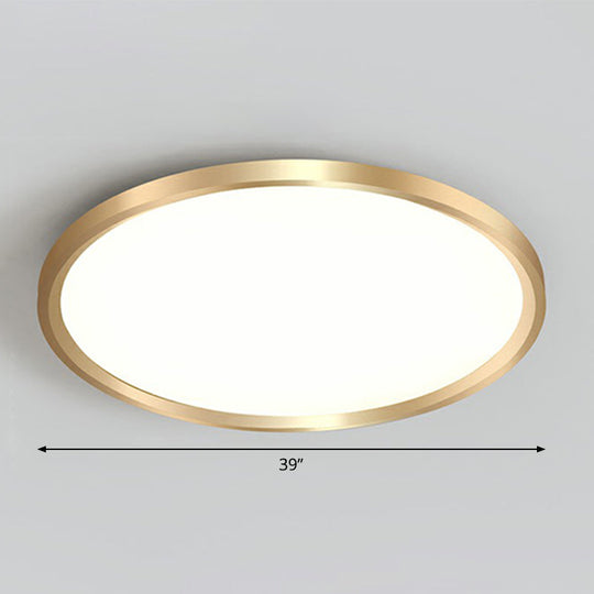 Gold Circle Bedroom Ceiling Flush Mount Led Light With Acrylic Simplicity / 39 White