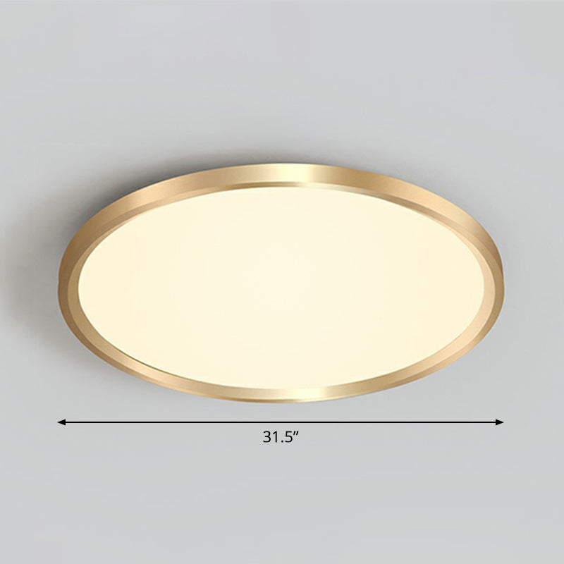 Gold Circle Bedroom Ceiling Flush Mount Led Light With Acrylic Simplicity / 31.5 Warm