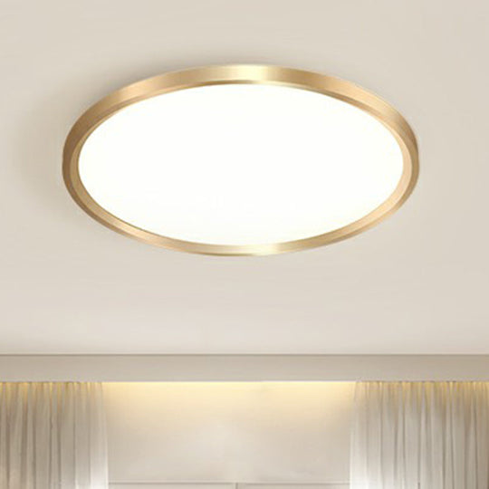 Gold Circle Bedroom Ceiling Flush Mount Led Light With Acrylic Simplicity