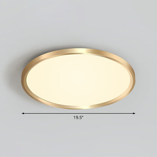 Gold Circle Bedroom Ceiling Flush Mount Led Light With Acrylic Simplicity / 19.5’ Warm