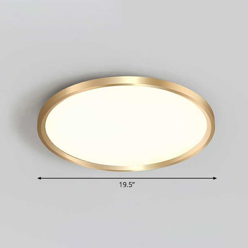 Gold Circle Bedroom Ceiling Flush Mount Led Light With Acrylic Simplicity / 19.5 Remote Control