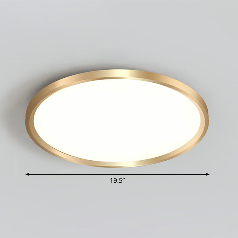 Gold Circle Bedroom Ceiling Flush Mount Led Light With Acrylic Simplicity / 19.5’ White
