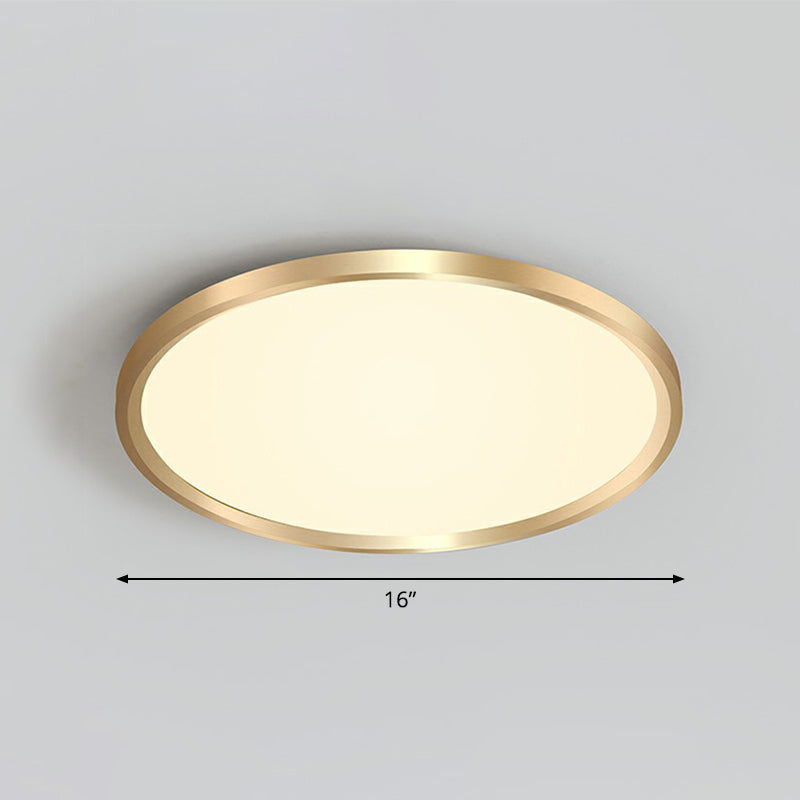 Gold Circle Bedroom Ceiling Flush Mount Led Light With Acrylic Simplicity / 16’ Warm