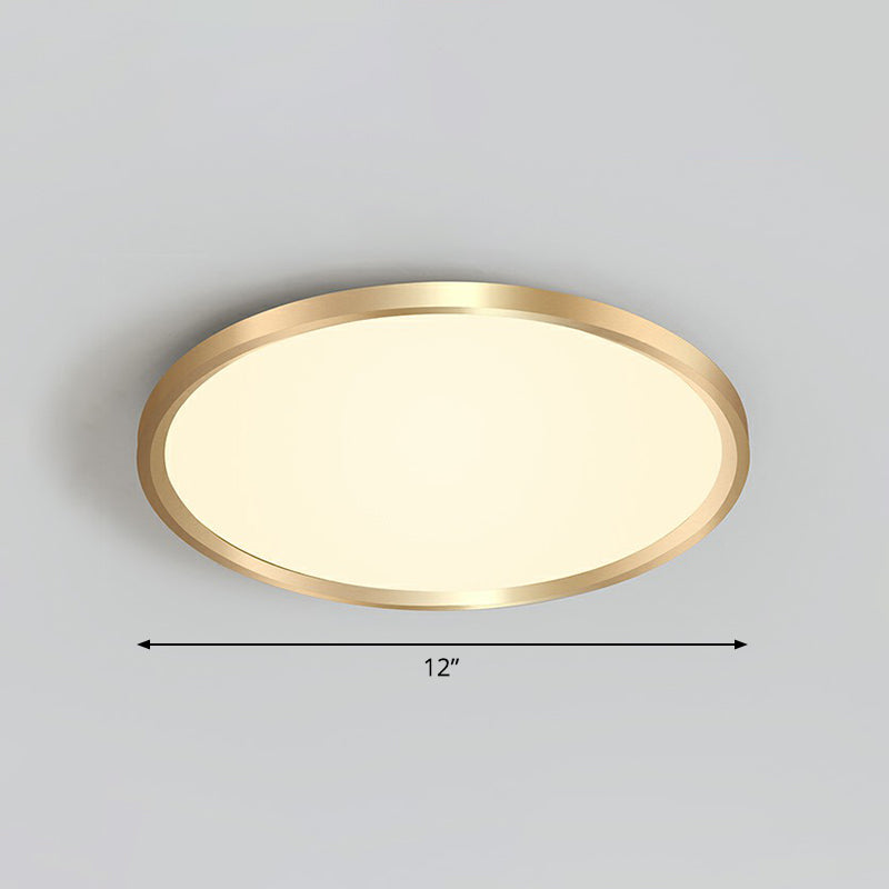 Gold Circle Bedroom Ceiling Flush Mount Led Light With Acrylic Simplicity / 12 Warm