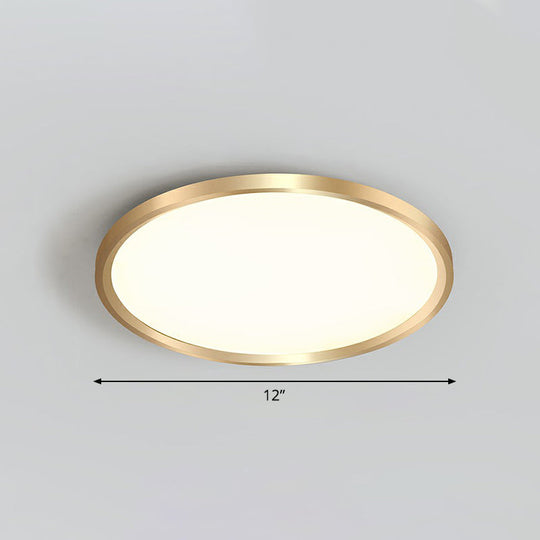 Gold Circle Bedroom Ceiling Flush Mount Led Light With Acrylic Simplicity / 12’ Remote Control