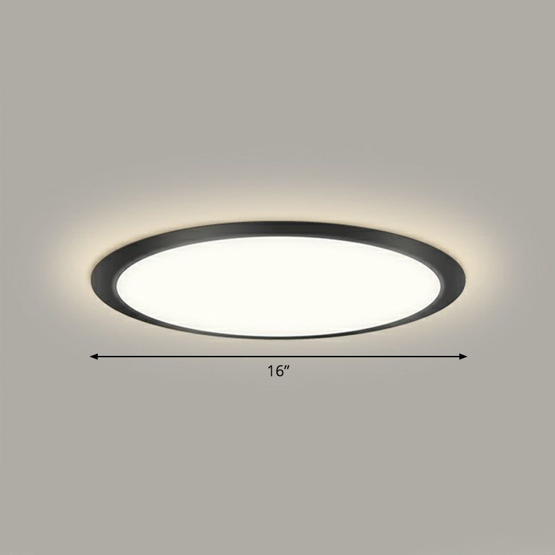 Minimalist Flat Led Flush Mount Ceiling Light For Bedroom - Acrylic Fixture Black / 16’ Remote