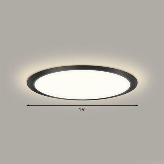 Minimalist Flat Led Flush Mount Ceiling Light For Bedroom - Acrylic Fixture Black / 16’ Remote