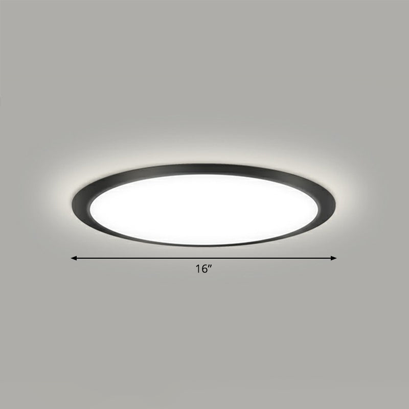 Minimalist Flat Led Flush Mount Ceiling Light For Bedroom - Acrylic Fixture Black / 16’ White