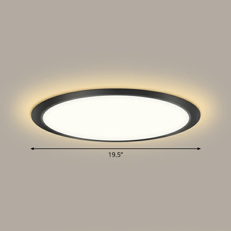 Minimalist Flat Led Flush Mount Ceiling Light For Bedroom - Acrylic Fixture Black / 19.5’ Warm