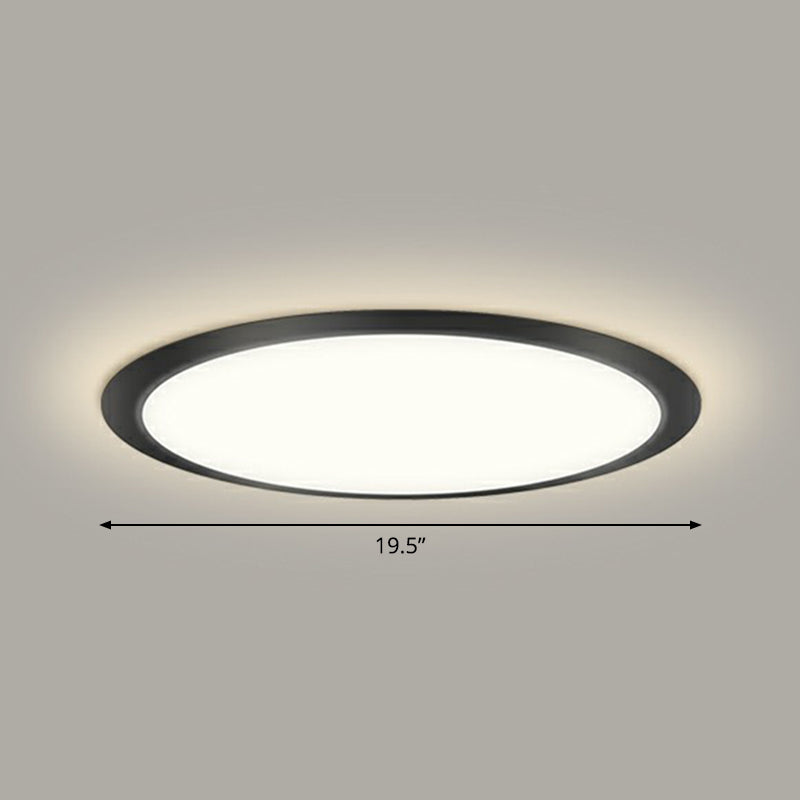 Minimalist Flat Led Flush Mount Ceiling Light For Bedroom - Acrylic Fixture Black / 19.5’ Remote