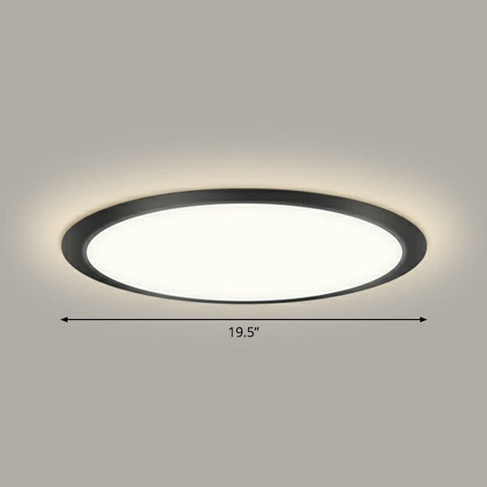 Minimalist Flat Led Flush Mount Ceiling Light For Bedroom - Acrylic Fixture Black / 19.5’ Remote