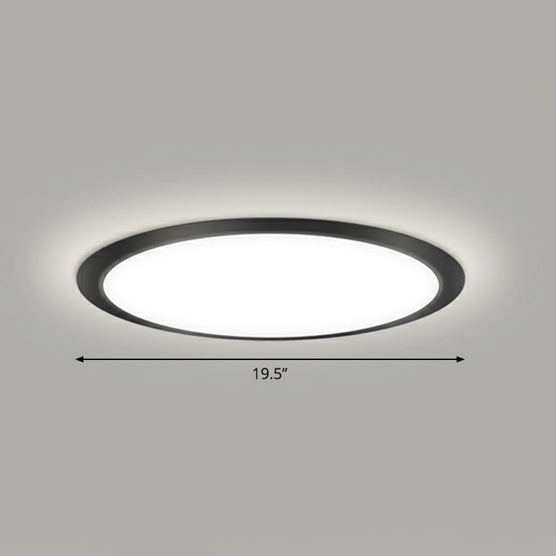 Minimalist Flat Led Flush Mount Ceiling Light For Bedroom - Acrylic Fixture Black / 19.5’ White