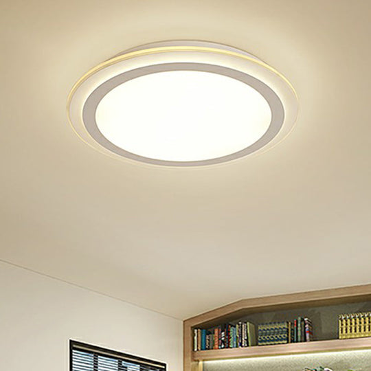Nordic Acrylic Led Ceiling Light - White Disc Flush Mount Ideal For Office Spaces / 12.5 Remote