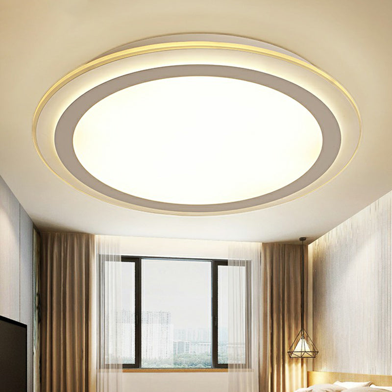 Nordic Acrylic Led Ceiling Light - White Disc Flush Mount Ideal For Office Spaces / 12.5’ Warm