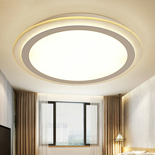 Nordic Acrylic Led Ceiling Light - White Disc Flush Mount Ideal For Office Spaces / 12.5’ Warm