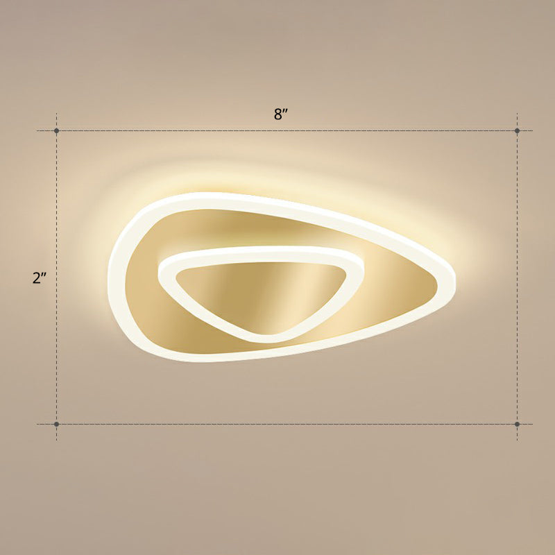 Gold Geometric Corridor Ceiling Light - Acrylic Led Flush Mount Fixture With Minimalistic Design /