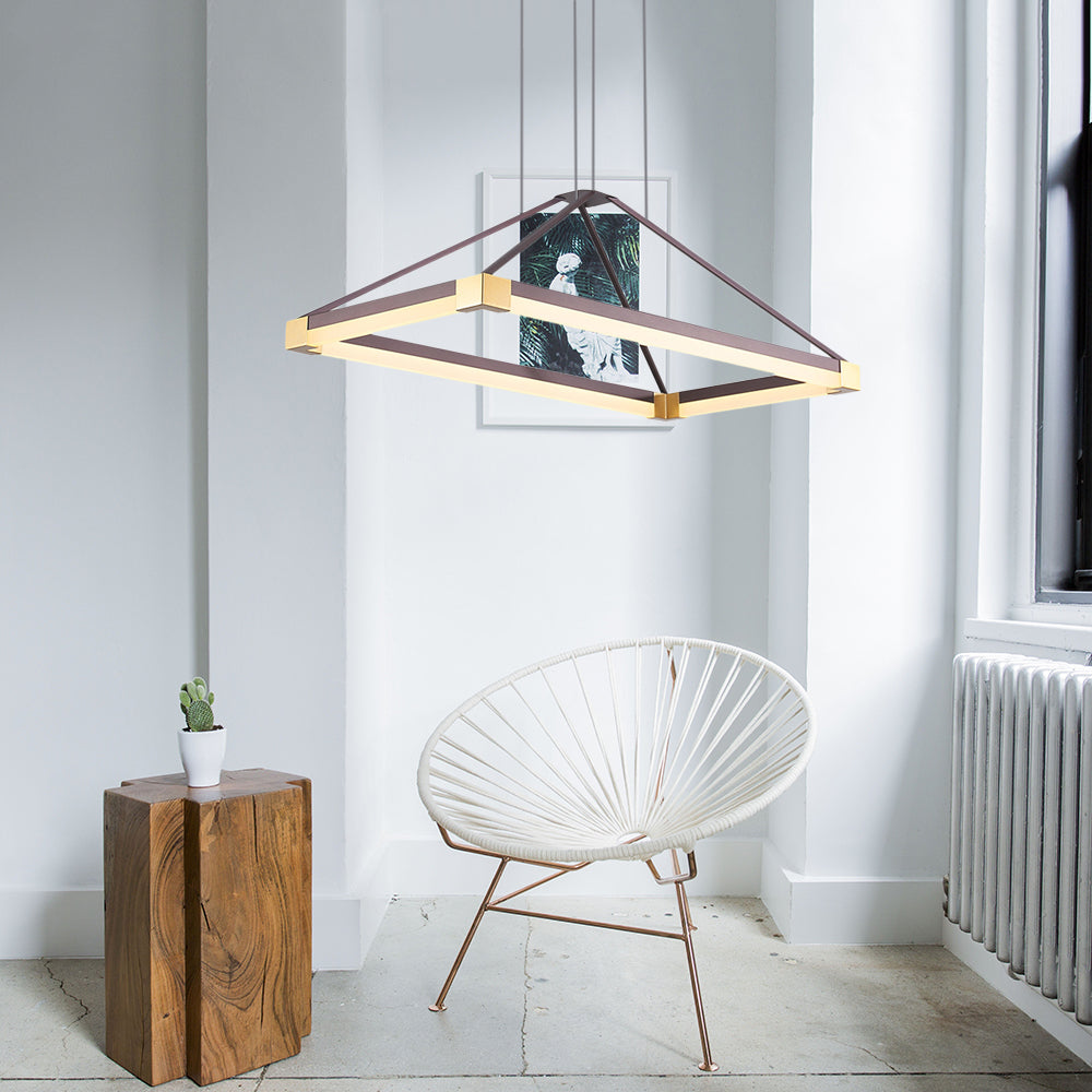 Modernist Led Pyramid Chandelier - White/Coffee 23.5’’/31.5’’/39’’ Wide Metal Ceiling
