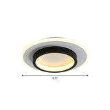 Modern Black Geometric Led Ceiling Flush Light - Nordic Metal Fixture For Aisle / Third Gear Round