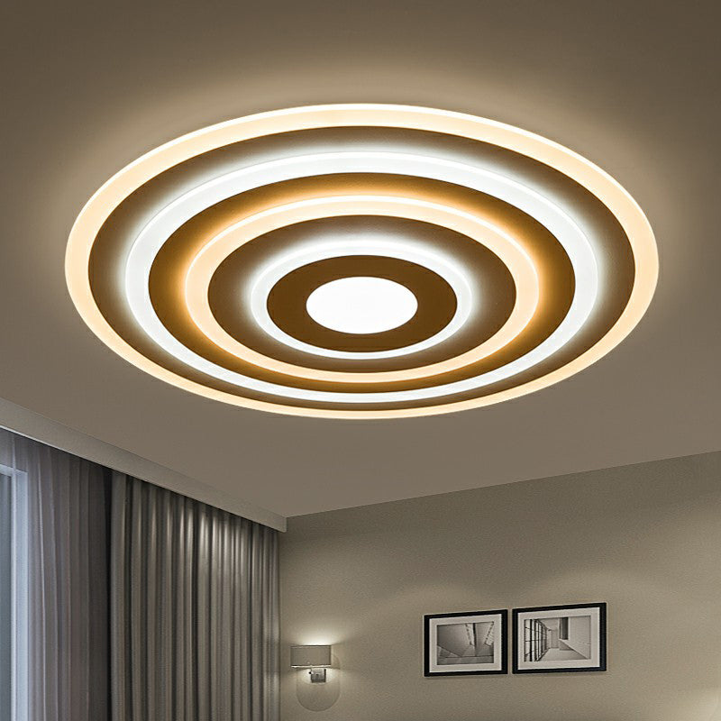 Simple Style Led Flush Ceiling Light For Bedroom - White Acrylic Round Flushmount