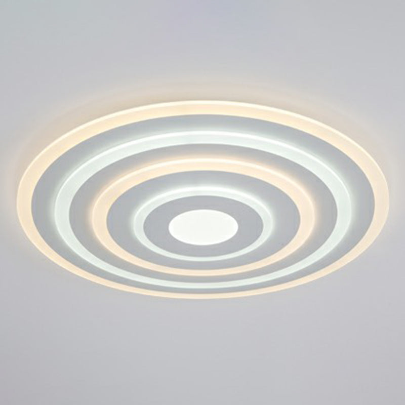 Simple Style Led Flush Ceiling Light For Bedroom - White Acrylic Round Flushmount / 23.5 Inner Outer