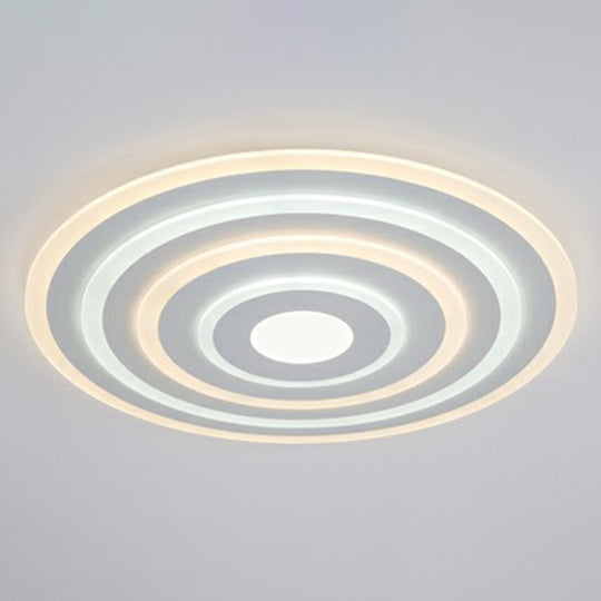 Simple Style Led Flush Ceiling Light For Bedroom - White Acrylic Round Flushmount / 23.5 Inner Outer