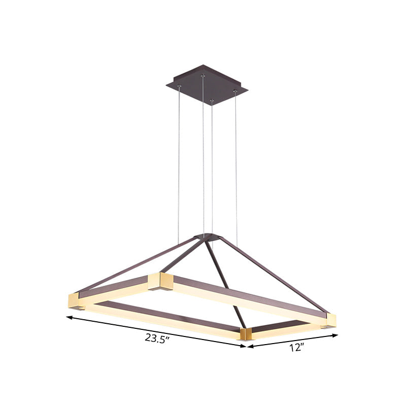 Modernist Led Pyramid Chandelier - White/Coffee 23.5’’/31.5’’/39’’ Wide Metal Ceiling