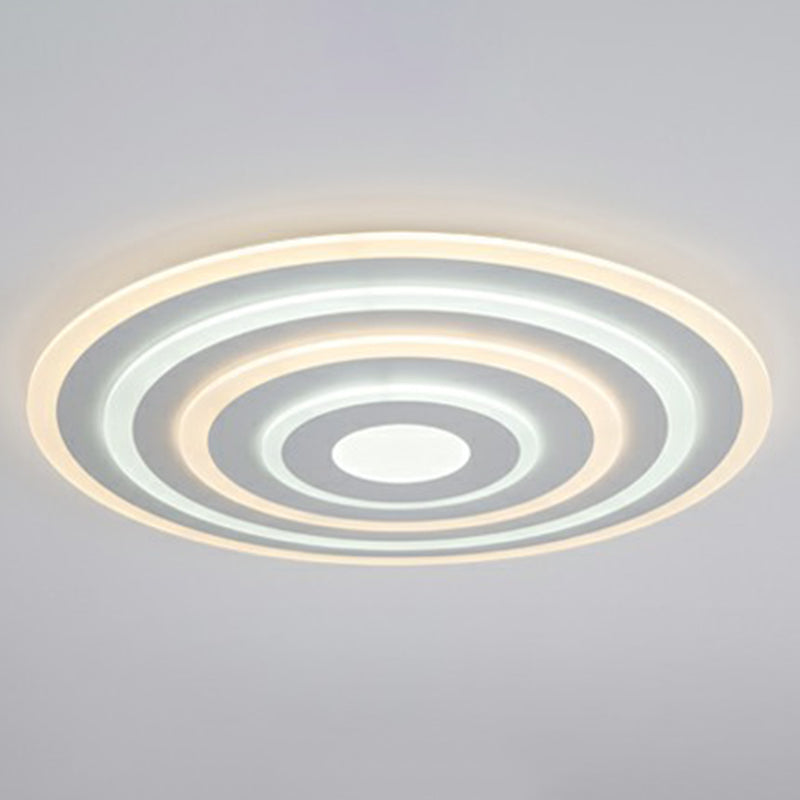 Simple Style Led Flush Ceiling Light For Bedroom - White Acrylic Round Flushmount / 31.5’ Inner