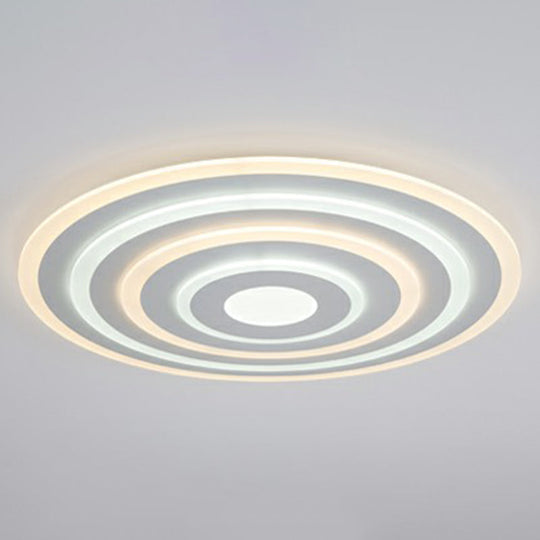Simple Style Led Flush Ceiling Light For Bedroom - White Acrylic Round Flushmount / 31.5 Inner Outer
