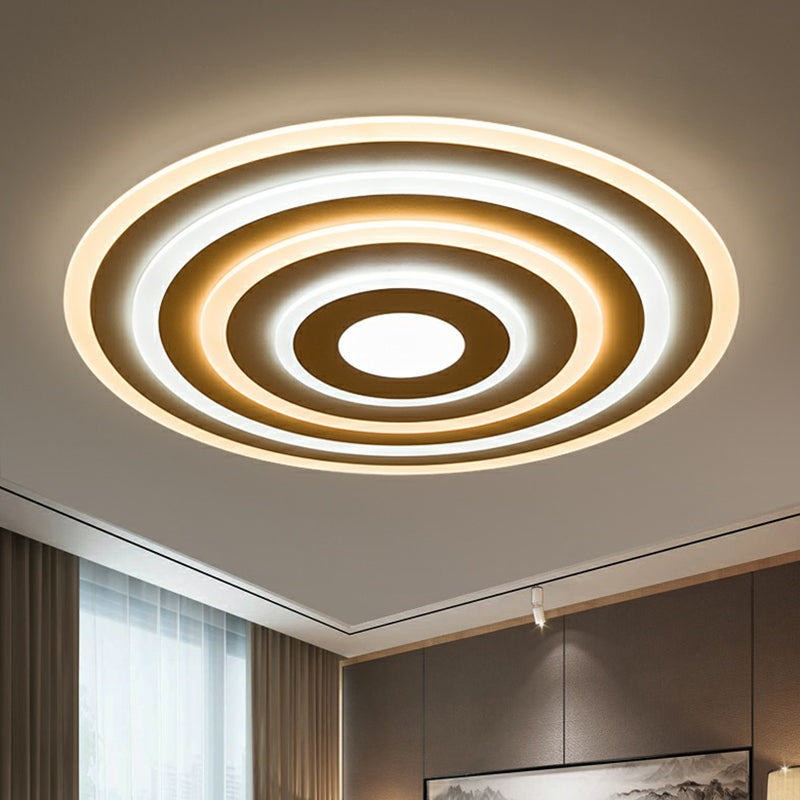 Simple Style Led Flush Ceiling Light For Bedroom - White Acrylic Round Flushmount