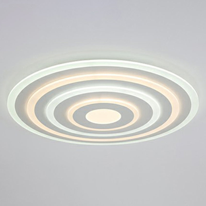 Simple Style Led Flush Ceiling Light For Bedroom - White Acrylic Round Flushmount / 16 Third Gear