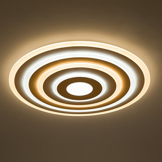 Simple Style Led Flush Ceiling Light For Bedroom - White Acrylic Round Flushmount