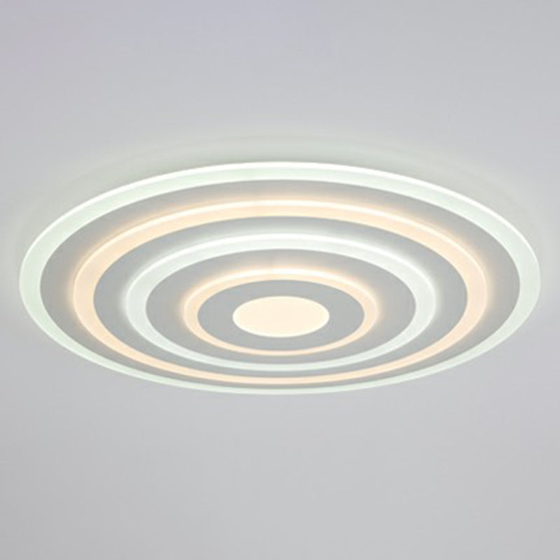 Simple Style Led Flush Ceiling Light For Bedroom - White Acrylic Round Flushmount / 31.5’ Third Gear